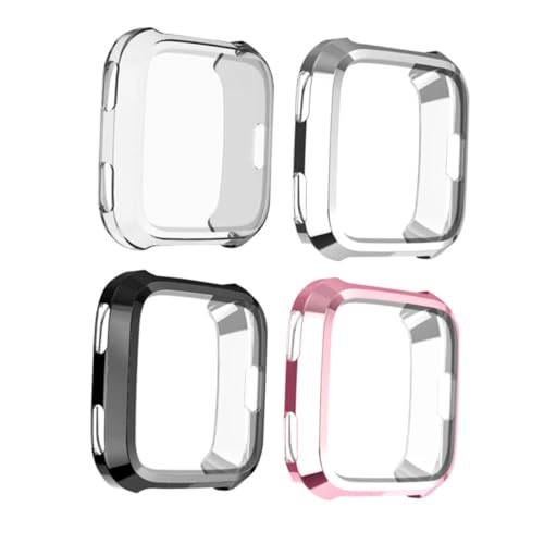 ULDIGI 4Stücke TPU Schutzhülle für Smartwatch Teiliges Stoßfest Kratzfest Transparente Silberne Schwarze Rosa Schutz für Leichte Langlebige Hülle von ULDIGI