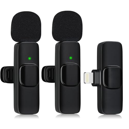 ULEMONDEE Mikrofon Kabellos Bluetooth Handy Mini Mikrofon Für Aufnahme Videoaufzeichnung YouTubeStreaming/Vlog, Rauschunterdrückung (IOS with 2Mic) von ULEMONDEE