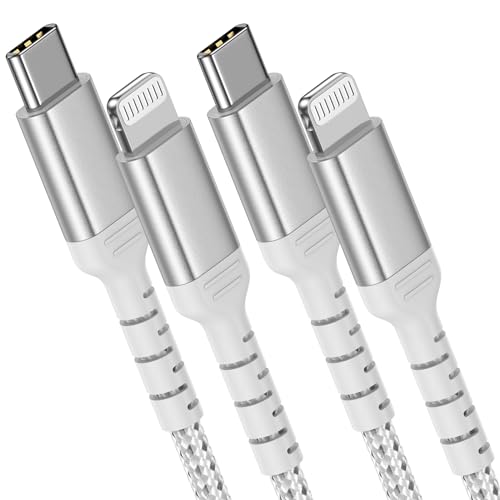 1m USB C auf Lightning Kabel [2 Pack], Geflochten Typ C Lightning Ladekabel PD Power Delivery Schnellladekabel Kompatibel für Apple iPhone14 13 12 11 Pro Max Xs 8 7 6 Plus SE(Silber) von ULIFTUS