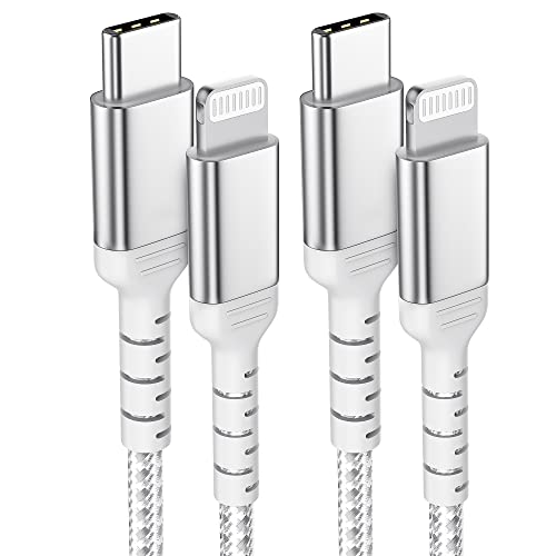 2m USB C auf Lightning Kabel [2 Pack], Geflochten Typ C Lightning Ladekabel PD Power Delivery Schnellladekabel Kompatibel für Apple iPhone 13 12 11 Pro Max Xs Xr X 8 7 6 Plus SE(Silber) von ULIFTUS