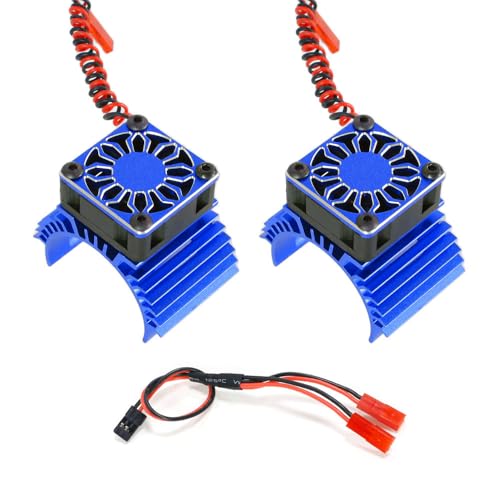 2 x Aluminium-Kunststoff-RC-Auto-Motor-Kühler, 4,8 V-8,4 V, für 380, 540, 550, 3650, 3660, 3674 Motorgröße (blau) von ULIIK