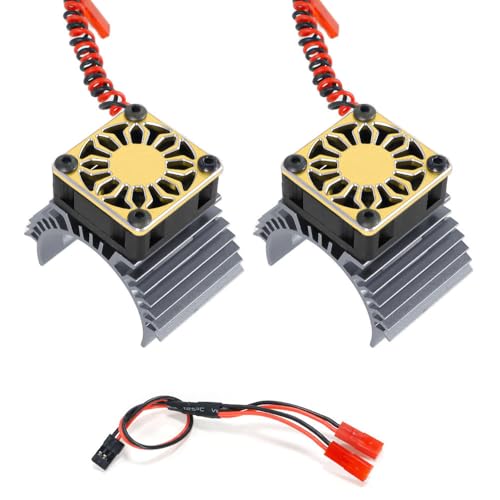 2 x Aluminium-Kunststoff-RC-Auto-Motor-Kühler, 4,8 V-8,4 V, für 380, 540, 550, 3650, 3660, 3674 Motorgröße (goldfarben) von ULIIK