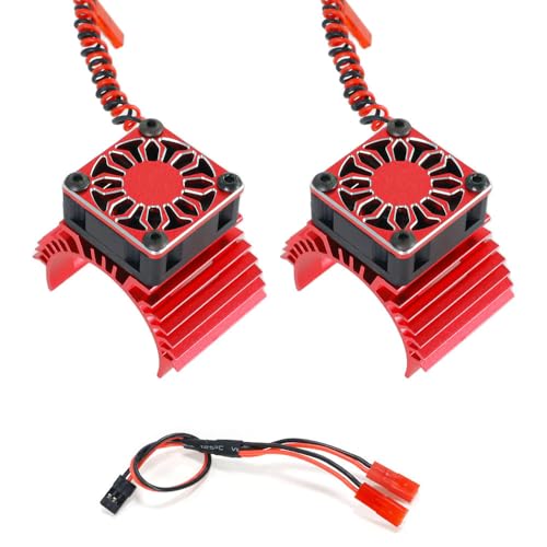 2 x Aluminium-Kunststoff-RC-Auto-Motor-Kühler, 4,8 V-8,4 V, für 380, 540, 550, 3650, 3660, 3674 Motorgröße (rot) von ULIIK
