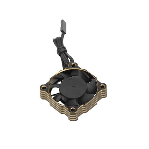 Aluminium-Kunststoff, 40 x 40 x 10 mm, RC-Auto-Motor, ESC-Lüfter, 9 V/15000 U/min, einstellbare Drehzahl, für 1/8, 1/10, 1/12 RC Auto (goldfarben) von ULIIK