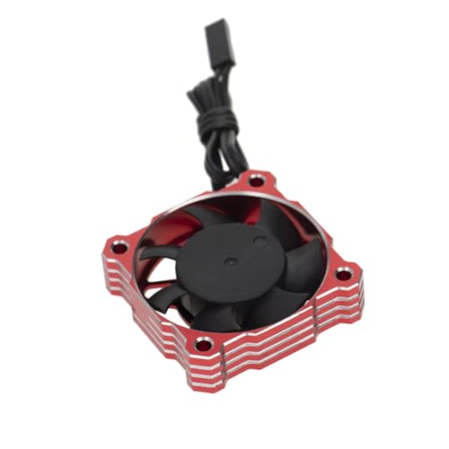 Aluminium-Kunststoff, 40 x 40 x 10 mm, RC-Auto-Motor, ESC-Lüfter, 9 V/15000 U/min, einstellbare Drehzahl, für 1/8, 1/10, 1/12 RC Auto (rot) von ULIIK