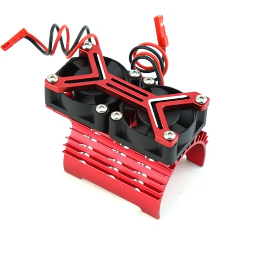 Aluminium-Kunststoff-RC-Auto-Motor, Dual-Lüfter, 6–8,4 V, 20.000 U/min, für Traxxas Arrma 1/8 4068 4274 4268 Motor (rot) von ULIIK