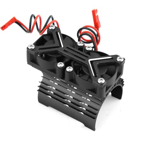 Aluminium-Kunststoff-RC-Auto-Motor, Dual-Lüfter, 6–8,4 V, 20.000 U/min, für Traxxas Arrma 1/8 4068 4274 4268 Motor (schwarz) von ULIIK