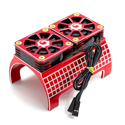 Dual-Motor-Lüfter aus Aluminiumlegierung, Kunststoff, schnelle Kühlung für Traxxas 1/5 X-MAXX RC Auto für bürstenlosen Motor mit einem Durchmesser von 55 mm (rot) von ULIIK