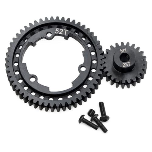 Hauptgetriebe aus gehärtetem Stahl, 46T/50T/52T/54T, mit M1 23T Motorgetriebe, RC-Upgrade-Teile für TRAXXAS 1/5 X-Maxx 1/7 XO-1 1/10 Maxx 1/10 E-REVO 2,0 V XL RC Auto (52T + 23T) von ULIIK