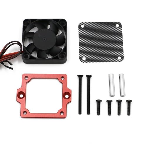 Kühlkörper aus Aluminiumlegierung, Kunststoff, ESC-Lüfter, 40 x 40 mm, schnelle Kühlung für TRAXXAS TRX4 TRX-4 TRX6 RC Auto (rot) von ULIIK