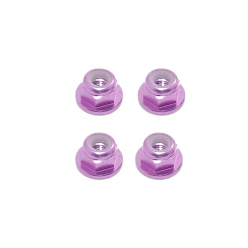Sicherungsmuttern aus Aluminiumlegierung, RC M3, M4, M5, RC-Ersatzteile für ferngesteuertes Auto, Boot, Flugzeug (M4, Violett), 4 Stück von ULIIK