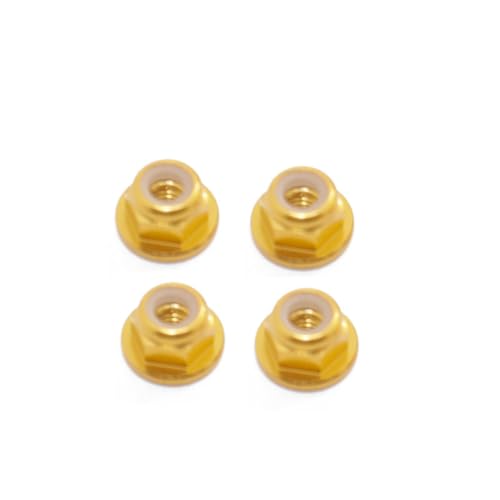 Sicherungsmuttern aus Aluminiumlegierung, RC M3, M4, M5, RC-Ersatzteile für ferngesteuertes Auto, Boot, Flugzeug (M5, Gold), 4 Stück von ULIIK