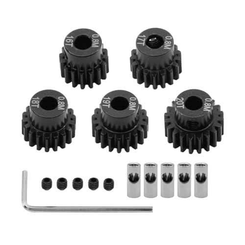 Stahl M0.8 11T-35T Motorritzel Getriebe Motor Getriebe für 5 mm/3,175 mm Welle RC verbesserte Teile für RC Auto (16T-20T) von ULIIK
