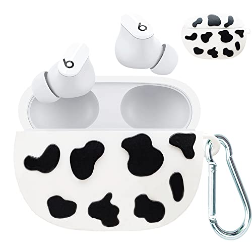 Kompatibel mit Beats Studio Buds Hülle Kuh-Druck, niedliche Beats Studio Buds Hülle für Frauen Mädchen, weiches Silikon Beats Studio Earbuds Case Cover mit Schlüsselanhänger, Ohrknospen-Schutzhüllen von ULITIQ