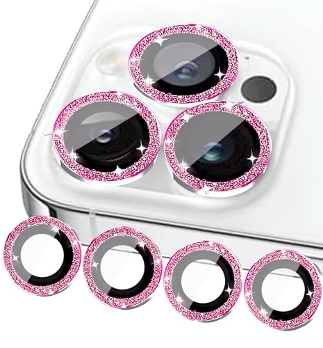 ULITIQ 4pcs Kompatibel mit iphone 15 Pro Max Kameraschutz und iphone 15 Pro Kameraschutz, Bling Kamera Schutz Panzerglas Glitzer, Linse Abdeckung, (Pink) von ULITIQ