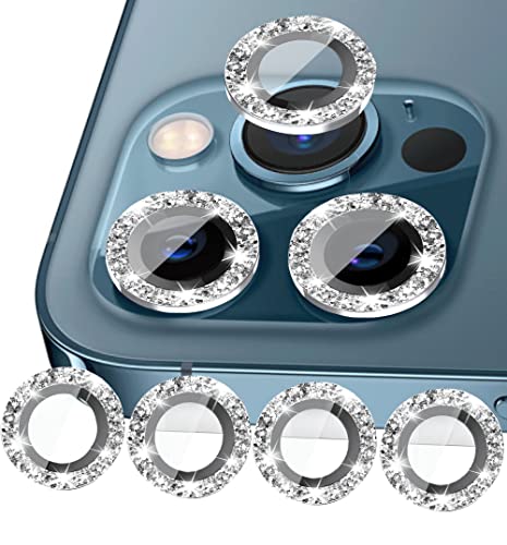 ULITIQ 4pcs Kompatibel mit iphone 15 Pro Max Kameraschutz und iphone 15 Pro Kameraschutz, Bling Kamera Schutz Panzerglas Glitzer, Linse Abdeckung, (Silber) von ULITIQ