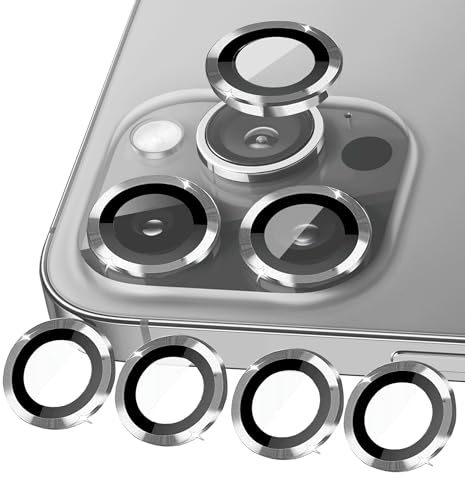 ULITIQ 4pcs Kompatibel mit iphone 15 Pro Max Kameraschutz und iphone 15 Pro Kameraschutz, Kamera Schutz Panzerglas Metal Ring, Linse Abdeckung, (Natural Titanium) von ULITIQ