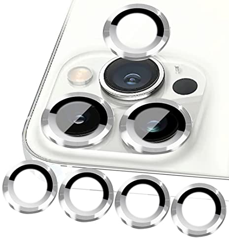 ULITIQ 4pcs Kompatibel mit iphone 15 Pro Max Kameraschutz und iphone 15 Pro Kameraschutz, Kamera Schutz Panzerglas Metal Ring, Linse Abdeckung, (Silber) von ULITIQ