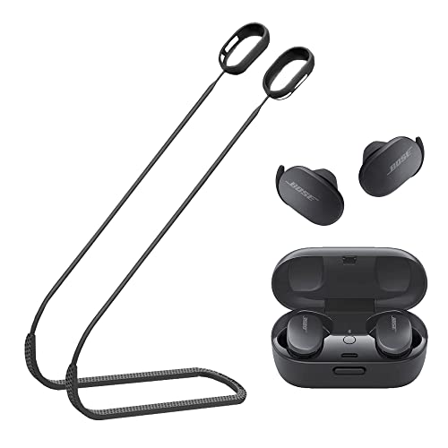 ULITIQ Gurt für Bose QuietComfort Ohrhörer, Sport-Silikon-Bose-Ohrhörer, Schlüsselband, Anti-Verlust-Bose QuietComfort-Ohrhörer, Zubehör, Anti-Verlust-Halsband, weich, Halter-Anschluss, (schwarz) von ULITIQ