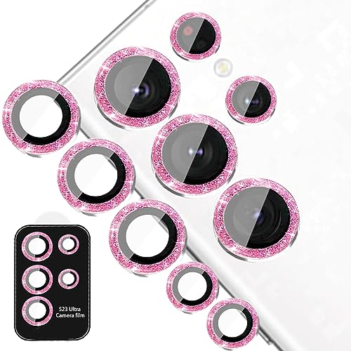 ULITIQ Kompatibel mit Samsung Galaxy S23 Ultra Kameraschutz Bling, S23 Ultra Kamera Schutz, Panzerglas Abdeckung Glitzer, Linse Kameraabdeckung, (Pink) von ULITIQ