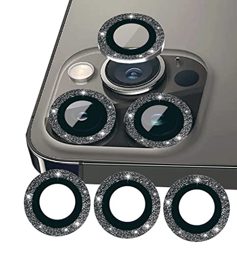 ULITIQ Kompatibel mit iPhone 12 Pro Max Kamera-Objektivschutz Bling, 12 Pro Max Kamera-Abdeckung, glitzernd, Kameraschutz 12 Pro Max 6,7 Zoll, Glitzer-Objektivschutz mit klarem Glas, Schwarz von ULITIQ