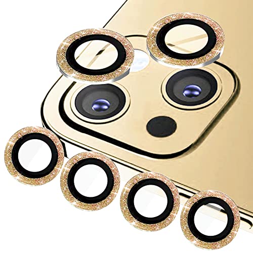 ULITIQ Kompatibel mit iphone 12 Pro Kameraschutz, iphone 12 und 12 Mini Kameraschutz Bling, iphone 12 Kamera Schutz, Panzerglas Kamera Abdeckung Glitzer 6.1/5.4 zoll Linse Kameraabdeckung, (Gold) von ULITIQ