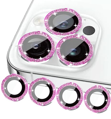 ULITIQ Kompatibel mit iphone 12 Pro Kameraschutz, iphone 12 und 12 Mini Kameraschutz Bling, iphone 12 Kamera Schutz, Panzerglas Kamera Abdeckung Glitzer 6.1/5.4 zoll Linse Kameraabdeckung, (Pink) von ULITIQ