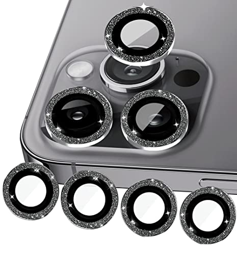 ULITIQ Kompatibel mit iphone 12 Pro Kameraschutz, iphone 12 und 12 Mini Kameraschutz Bling, iphone 12 Kamera Schutz, Panzerglas Kamera Abdeckung Glitzer 6.1/5.4 zoll Linse Kameraabdeckung, (Schwarz) von ULITIQ