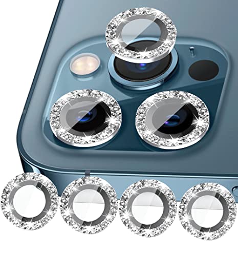 ULITIQ Kompatibel mit iphone 13 Pro Kameraschutz und iphone 13 Pro Max Kameraschutz, Bling Kamera Schutz, Panzerglas Abdeckung Glitzer (6.1/6.7 zoll), Linse Abdeckung, (Silber) von ULITIQ