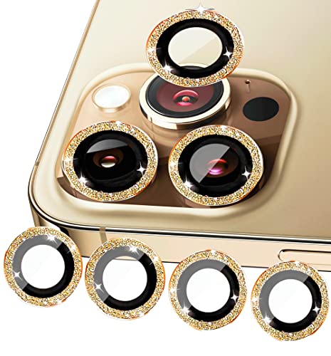 ULITIQ Kompatibel mit iphone 14 Pro Kameraschutz und iphone 14 Pro Max Kameraschutz, Bling Kamera Schutz, Panzerglas Abdeckung Glitzer (6.1/6.7 zoll), Linse Abdeckung, (Gold) von ULITIQ