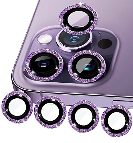 ULITIQ Kompatibel mit iphone 14 Pro Kameraschutz und iphone 14 Pro Max Kameraschutz, Bling Kamera Schutz, Panzerglas Abdeckung Glitzer (6.1/6.7 zoll), Linse Abdeckung, (Lila) von ULITIQ