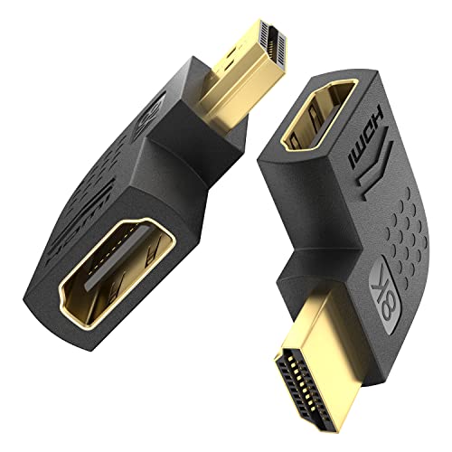 HDMI 2.1 Adapter, vergoldete Verlängerung 90 und 270 Grad mit 8K@60Hz 4K@120Hz 144Hz, HDR, VRR, Dolby, eARC für PS5, Xbox, Laptop, Projektor, Monitor (90° und 270° flach) von ULT-WIIQ