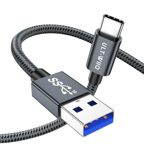 ULT-WIIQ USB 3.1 auf USB C Kabel, 10 Gbit/s USB C Datenkabel, QC 3.0 3A Schnellladekabel USB C für iPhone 15 Pro/Pro Max, S24 S23, Ladegerät, Kamera, SSD, Powerbank, Android Auto, CarPlay (1,5 m) von ULT-WIIQ