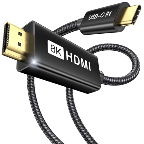ULT-WIIQ USB-C-auf-HDMI-2.1-Kabel, 8K @ 60Hz, 4K @ 120Hz, 48 Gbit/s, Thunderbolt auf HDMI-Kabel, kompatibel mit Thunderbolt 4/3, geflochtenes USB-C auf HDMI-Kabel, 1,8 m, unterstützt HDCP 2.2 HDR für von ULT-WIIQ