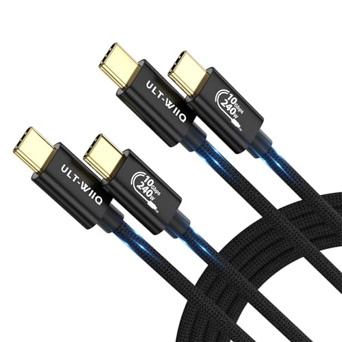 ULT-WIIQ USB-Kabel C auf USB C, 30 cm (0,3 m, 2 Stück), 240 W, 100 W, PD 3.1, USB C Kabel, Schnellladung 10 Gbps, Datenübertragung, USB-Kabel Typ C, Nylon, geflochten, für iPhone 15 Serien, Samsung, von ULT-WIIQ