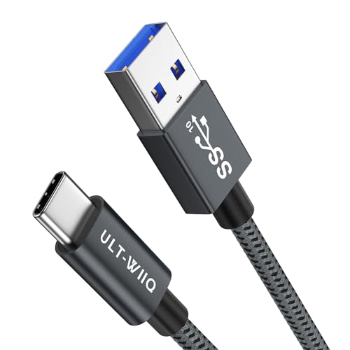 USB C Kabel, USB C 3.1 Gen 2 auf USB A Kabel, QC 3A Schnellladung und 10Gbps Datenübertragung Android Auto Nylon USB Typ C Kabel für iPhone 15 Pro Max, S24 S23 S22, Ladegerät, Kamera, iPad, SSD (1m) von ULT-WIIQ