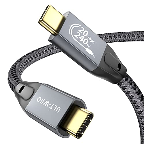 USB C auf USB C Kabel, 240 W, USB C 3.2 2 × 2 20 Gbit/s Kabel mit Super Speed Lade Zertifiziert PD 3.1 und Videoausgang 4K @ 60Hz für iPhone 15 Pro Max, MacBook Pro, USB-C-Monitor, GaN Ladegerät (2 m) von ULT-WIIQ