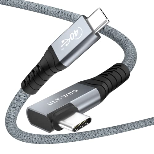 Zertifiziert USB4 Kabel mit 90 Grad Thunderbolt 4 Winkel Kabel, Unterstützt 40Gbps USB 4 Rate, 100W PD 3.0 QC 4.0 Ladekabel, 8K 60Hz 4K 120Hz HDR Video für Dockingstation, SSD, Laptop, Monitor (0,8M) von ULT-WIIQ
