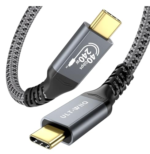 Zertifiziert USB4 Kabel mit Thunderbolt 4 Kabel, 40Gbps USB C Datenkabel mit PD 3.1 240W 140W 100W 48V5A, 8K 60Hz 4K 144Hz/120Hz HDR Videokabel für Dockingstation, SSD, Laptop, Monitor, Hub (50cm) von ULT-WIIQ