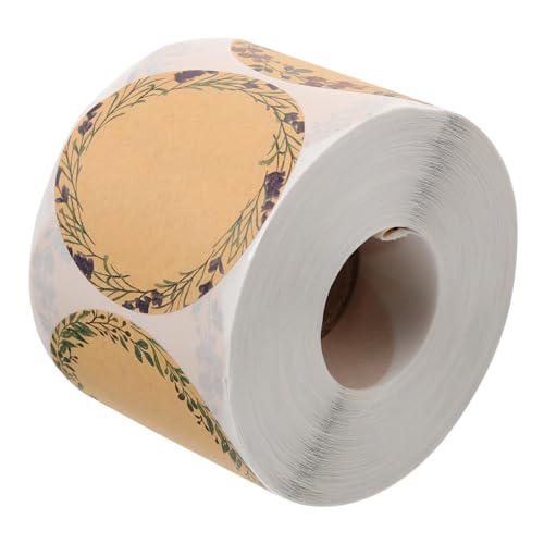 ULTECHNOVO Etikettenaufkleber Aus Kraftpapier 3 Blumenmuster 600 Blatt/Rolle Selbstklebende Namensschilder Zum Verpacken Zum Backen von ULTECHNOVO