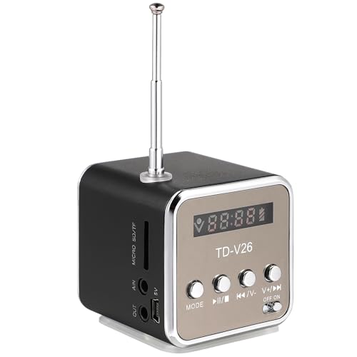 ULTECHNOVO Retro Radio Lautsprecher, Tragbarer Mini Digitaler Tragbarer Musik Radio, Micro/USB/FM, Digital-Display, Musik-Player (Schwarz) von ULTECHNOVO