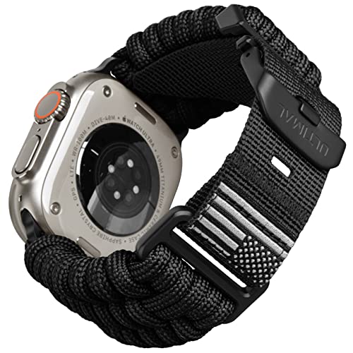 ULTIMAL Armband kompatibel mit Apple Watch 49 mm/45 mm/44 mm/42 mm, geflochtenes Nylon, gewebtes Paracord-Armband Design für Sport im Freien mit verstellbarer Schnalle für Serie 1/2/3/4/5/6/SE/7/8 von ULTIMAL