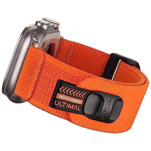 ULTIMAL Kompatibel mit Apple Watch Ultra 2 Armband 49mm 45mm 44mm 42mm,Elastisch Nylon Loop Band,Klettverschluss für iWatch Armband Serie Ultra/9/8/7/6/5/4/3/2/1/SE Orange von ULTIMAL