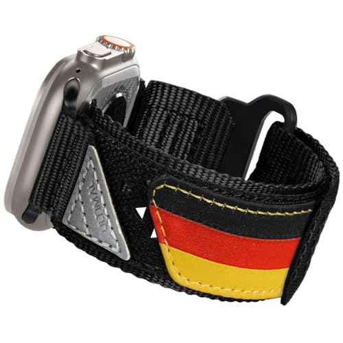 ULTIMAL Kompatibel Mit Apple Watch Armband 46mm 45mm 44mm,Klettverschluss-Design,Robustes Nylon Woven Loop Armband, Hohlraum-Design, Für Apple Watch 10 9 8 7 6 5 4 Se (Deutsche Flagge) von ULTIMAL