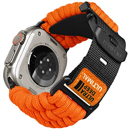 ULTIMAL kompatibel mit Apple Watch Ultra 2 Armband 49mm,Robuste Survival 550 Paracord Nylon Band,Verstellbare Schnalle für Apple Wtach Band Ultra/Ultra 2 Orange von ULTIMAL