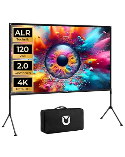 Ultimea ALR Beamer Leinwand mit 2.0 Gain, Beamer Leinwand 120 Zoll Ständer,Hohe Kontrastwerte,16:9,4K HDR, Projektionsleinwand Outdoor von ULTIMEA