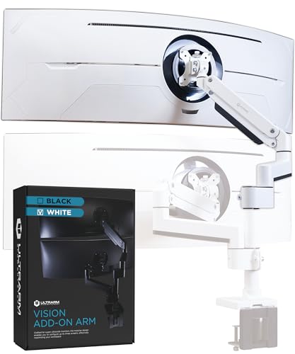 ULTRARM Heavy Duty Extension Arm [Accessory Only - Requires MA20PW-S Single Monitor Arm for Use] Dual 49" Vertical Stacked Monitor Mount Height Adjustable - 100x100 VESA Mount, White, MA20PW-A von ULTRARM