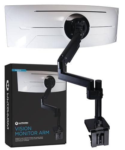 ULTRARM Robuster Monitorarm für ultrabreite Monitore bis zu 144,8 cm und 20 kg, einzelner Schreibtischständer, pneumatisch höhenverstellbar, modulare Verlängerungsarme – Max VESA 100 x 100, Schwarz, ULTRARM Robuster Monitorarm für ultrabreite Monitore bis zu 144,8 cm und 20 kg, einzelner Schreibtischständer, pneumatisch höhenverstellbar, modulare Verlängerungsarme – Max VESA 100 x 100, Schwarz, von ULTRARM