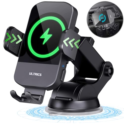 ULTRICS Fast Wireless Charger Auto, Auto Handyhalterung mit Ladefunktion, Automatischer Induktion Kfz Ladegerät Kompatibel mit iPhone 15 Pro Max/ 16/14/ 13/12/ 11 Mini/XS/XR, Galaxy S21 von ULTRICS