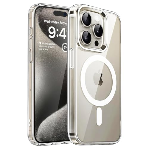 ULTRICS Magnetische Hülle für iPhone Kompatibel mit Mag-Safe Wireless Charging, Stoßfeste Handyhülle, Schlank, Kratzfest mit Langlebiger, Kristallklarer Rückseite mit Fallschutzhülle (15 Pro Max) von ULTRICS
